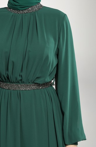 Belted Chiffon Evening Dress 5339-01 Emerald Green 5339-01