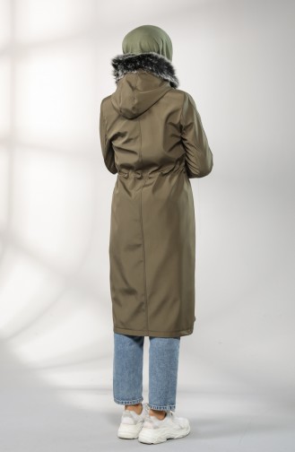 Bondit Fabric waist Gathered Coat 8026-01 Khaki 8026-01