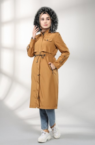 Bondit Fabric waist Gathered Coat 8026-02 Mustard 8026-02