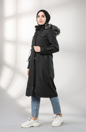 Bondit Fabric waist Gathered Coat 8026-03 Black 8026-03