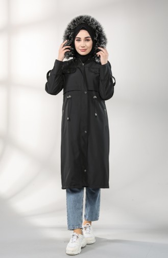 Bondit Fabric waist Gathered Coat 8026-03 Black 8026-03