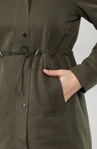 Pleated waist Fur Coat 4602-01 Khaki 4602-01