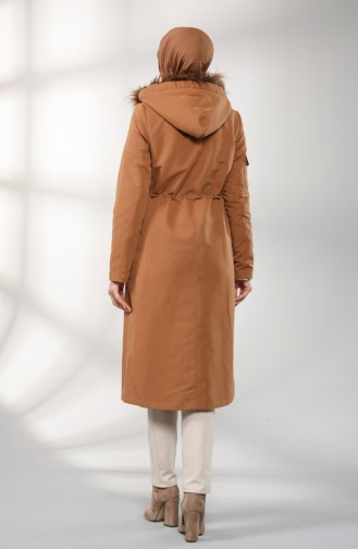 Pleated waist Fur Coat 4602-02 Cinnamon Color 4602-02