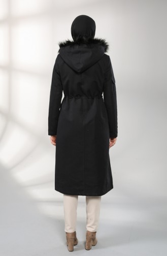 Shirred waist Fur Coat 4602-04 Black 4602-04