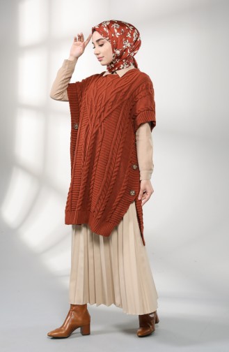 Brick Red Poncho 0612-08