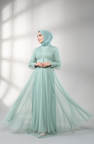 Unreife Mandelgrün Hijab-Abendkleider 5387-04