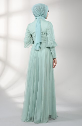 Unreife Mandelgrün Hijab-Abendkleider 5387-04