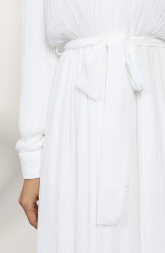 Pleated Belted Dress 4831-01 white 4831-01