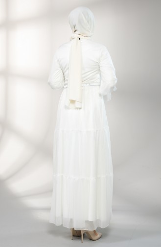 Belted Evening Dress 5351-02 Ecru 5351-02