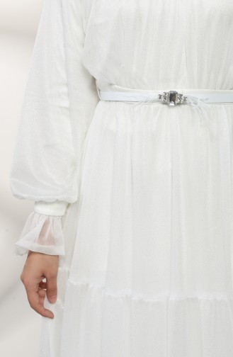 Belted Evening Dress 5351-02 Ecru 5351-02