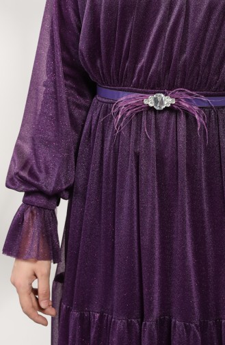 Belted Evening Dress 5351-05 Purple 5351-05