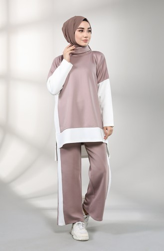 Scuba Fabric Garni Tunic Trousers Double Suit 201509-01 Lilac 201509-01
