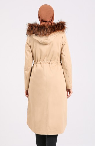 Hooded Fur Coat 4921-01 Beige 4921-01