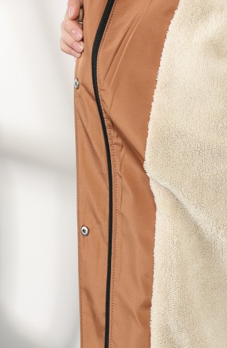Shirred waist Fur Coat 9057-02 Caramel 9057-02