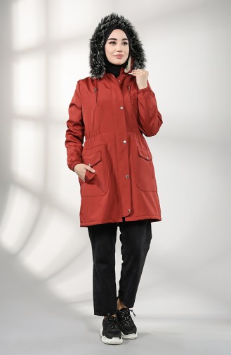 Shirred waist Fur Coat 9057-03 Tile 9057-03