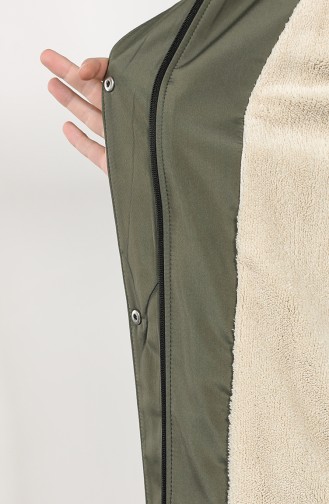 Shirred waist Fur Coat 9057-05 Khaki 9057-05