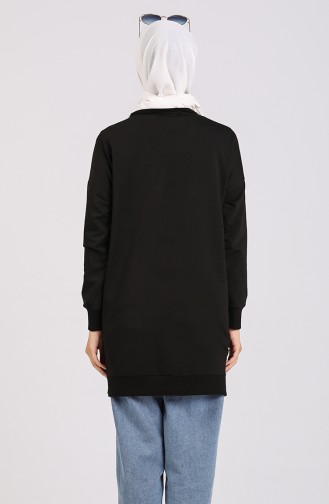 Taşlı Sweatshirt 0106-04 Siyah