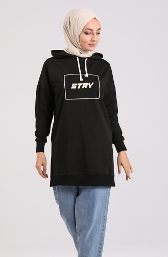 Kapüşonlu Sweatshirt 0108-03 Siyah