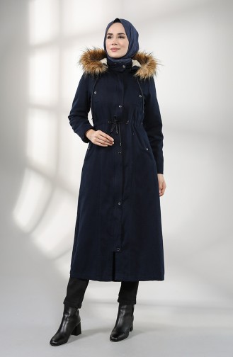 معطف طويل أزرق كحلي 7102-03