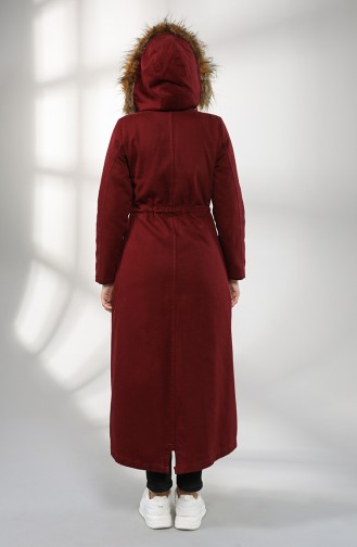 معطف طويل أحمر كلاريت 7102-04