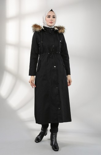 معطف طويل أسود 7102-05