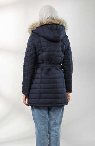 Hooded Short Coat 0129-03 Navy Blue 0129-03