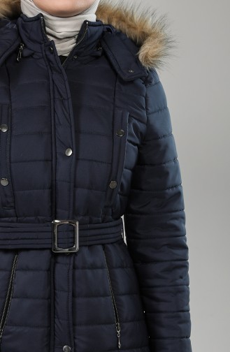 Hooded Short Coat 0129-03 Navy Blue 0129-03