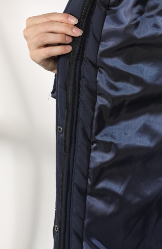 Hooded Short Coat 0129-03 Navy Blue 0129-03