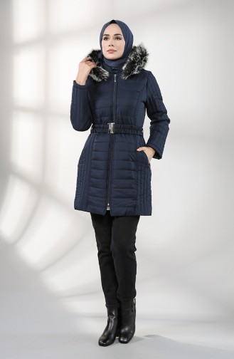 Arched quilted Coat 0811-01 Navy Blue 0811-01