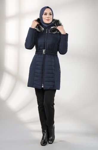 Arched quilted Coat 0811-01 Navy Blue 0811-01