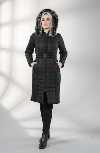 Fur quilted Coat 0812-01 Black 0812-01