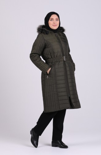 Fur quilted Coat 0812-02 Khaki 0812-02