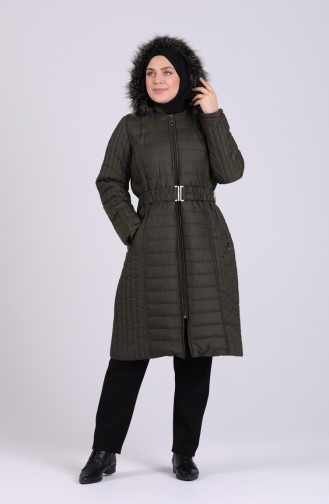 Fur quilted Coat 0812-02 Khaki 0812-02