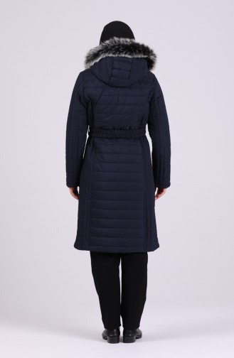 Fur quilted Coat 0812-04 Navy Blue 0812-04