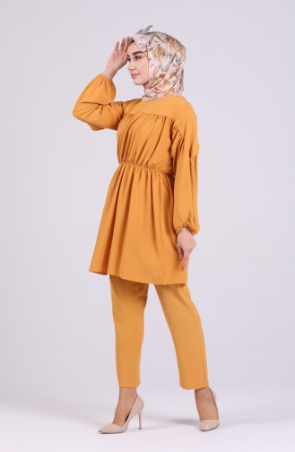 Ruffled Tunic Trousers Double Suit 1067-02 Mustard 1067-02