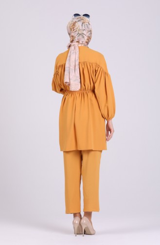 Ruffled Tunic Trousers Double Suit 1067-02 Mustard 1067-02