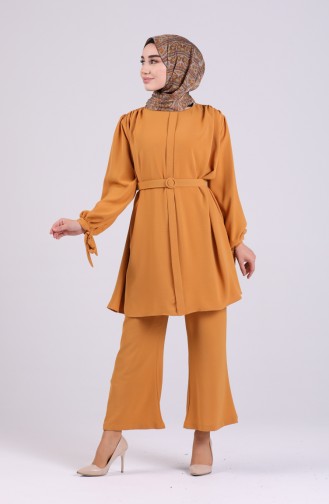 Belted Tunic Trousers Double Suit 1082-03 Mustard 1082-03