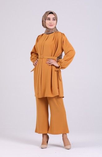 Belted Tunic Trousers Double Suit 1082-03 Mustard 1082-03