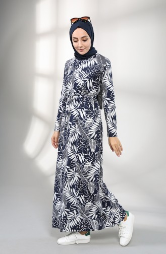 Dunkelblau Hijab Kleider 1021-01