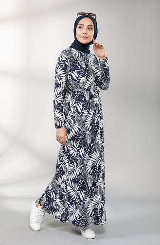 Dunkelblau Hijab Kleider 1021-01