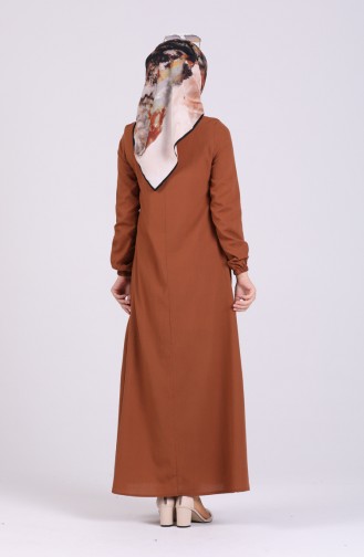 Zimtfarbig Hijab Kleider 1426-03