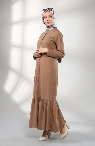 Buttoned Dress with Pleated Skirt 3201-01 Camel 3201-01