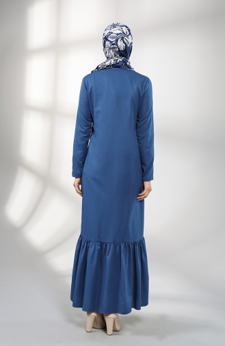 Buttoned Dress with Gathered Skirt 3201-05 Indigo 3201-05