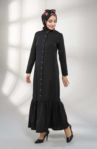 Schwarz Hijab Kleider 3201-07