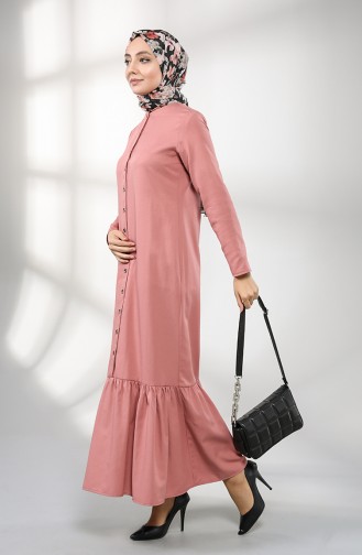 Beige-Rose Hijab Kleider 3201-09