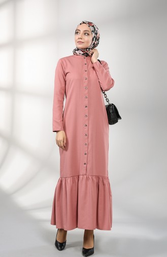 Beige-Rose Hijab Kleider 3201-09