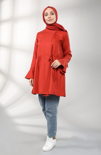 Kolları Volanlı Anvelop Tunik 3200-06 Kiremit