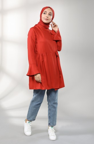 Kolları Volanlı Anvelop Tunik 3200-06 Kiremit