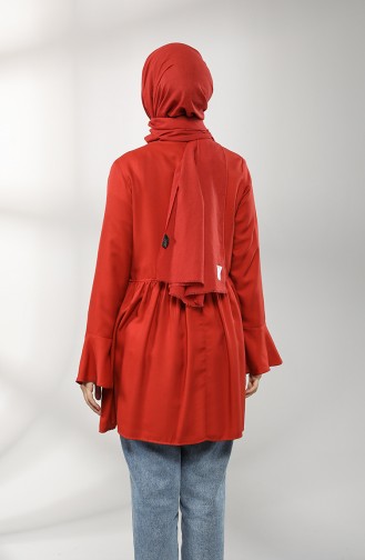 Kolları Volanlı Anvelop Tunik 3200-06 Kiremit