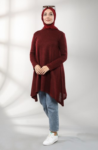 Triko Asimetrik Tunik 3208-01 Bordo